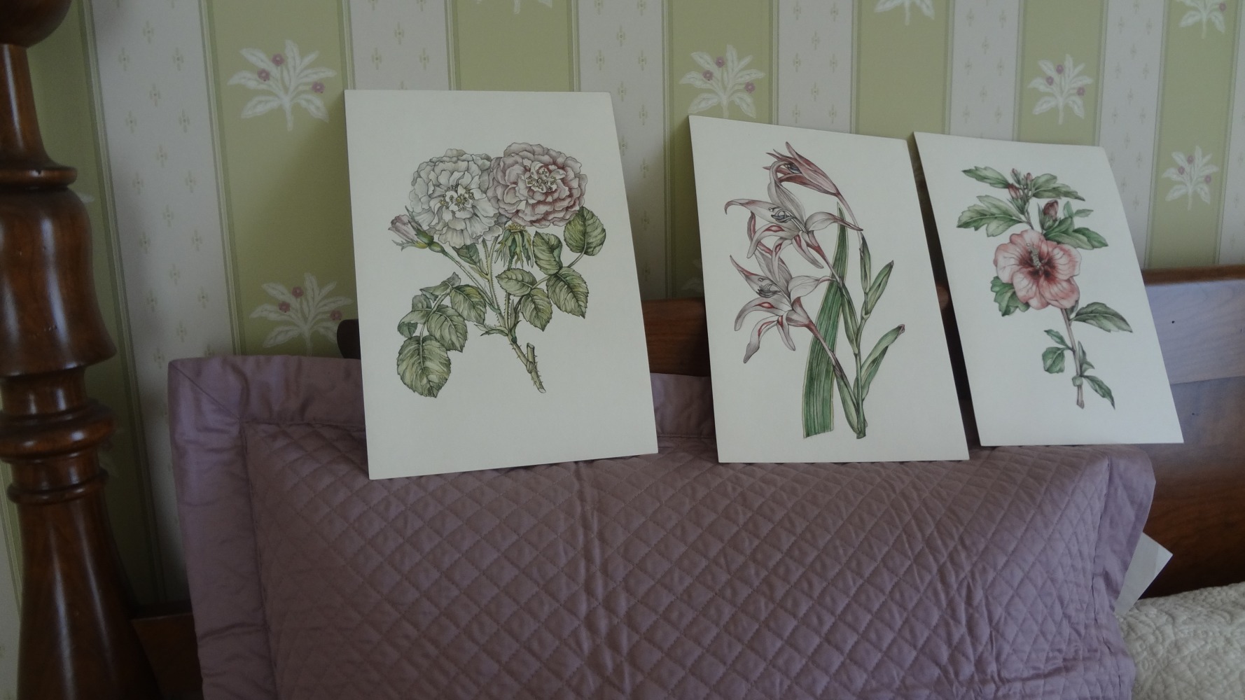 ботанические акварели для классической спальни